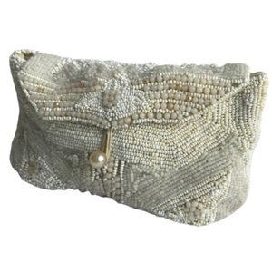 Vintage White Beaded Collectible Dance Coin Purse